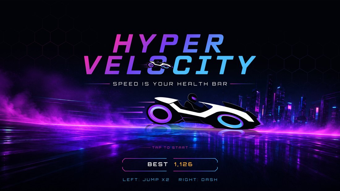 Hypervelocity title screen — speed is your health bar