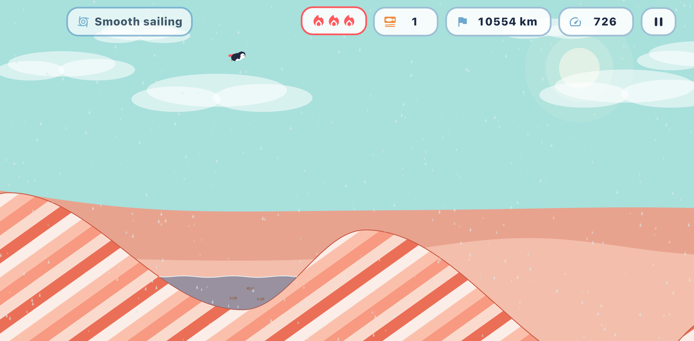 Southbound gameplay — coral dunes in the tropics